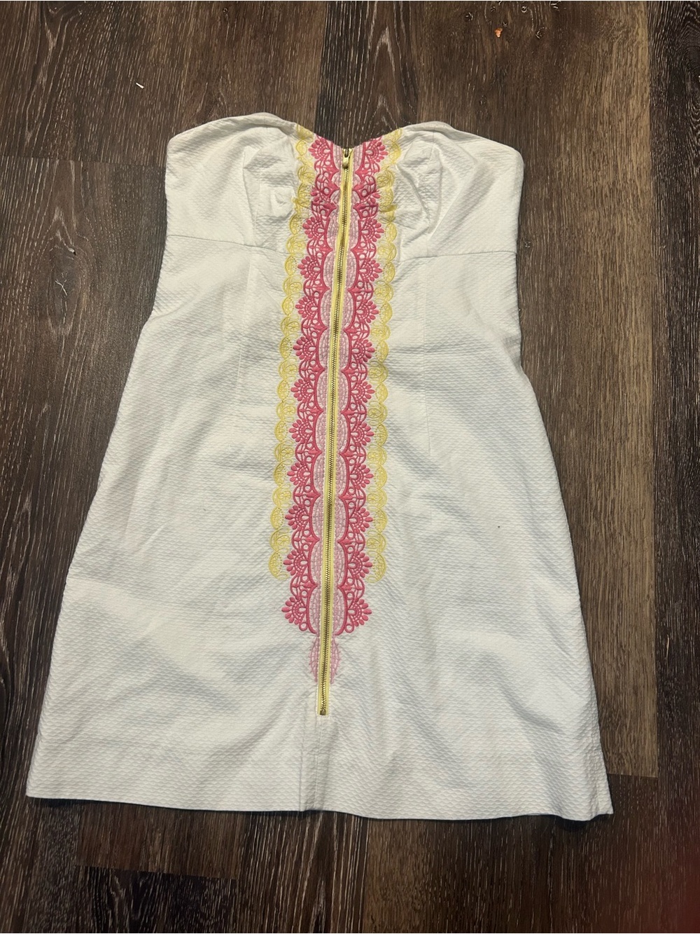 Lily Pulitzer Strapless Dress w/ Pink and Yellow Trim